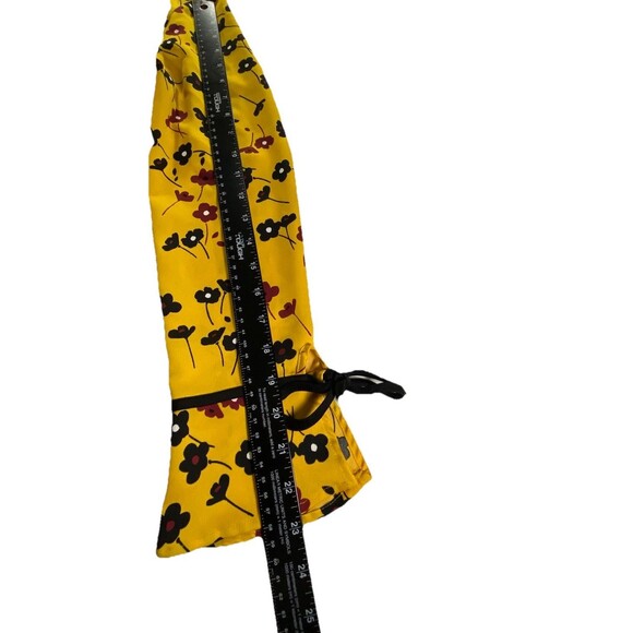 BCBG Generation Yellow Floral Wrap Blouse Top M Medium Tie Cuffs *READ - Picture 9 of 9